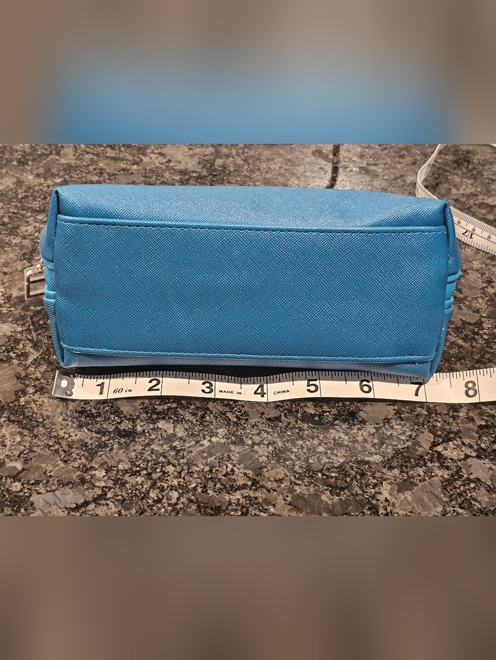 La Mer Turquoise Saffiano Textured Cosmetic Pouch NWOT - Picture 8 of 10